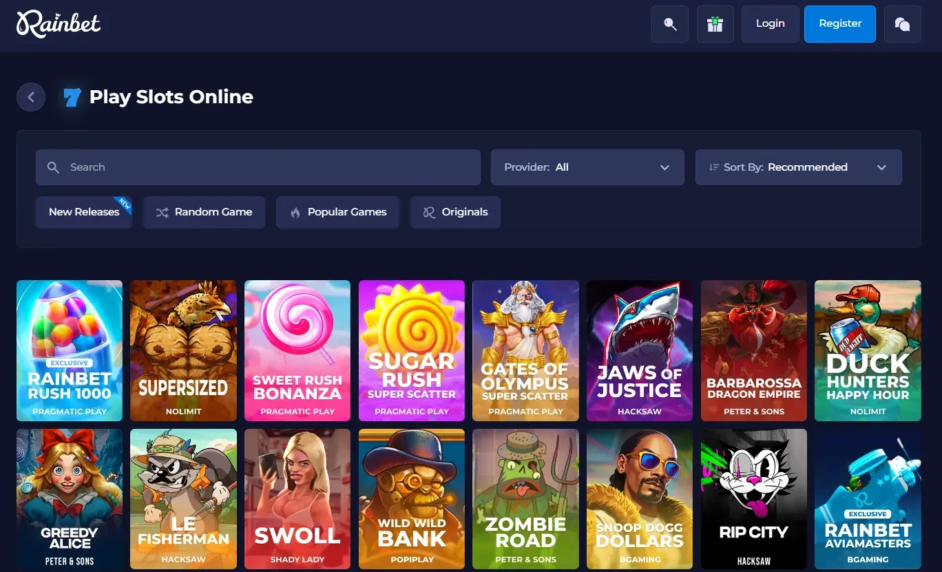 play slots online in rainbet casino